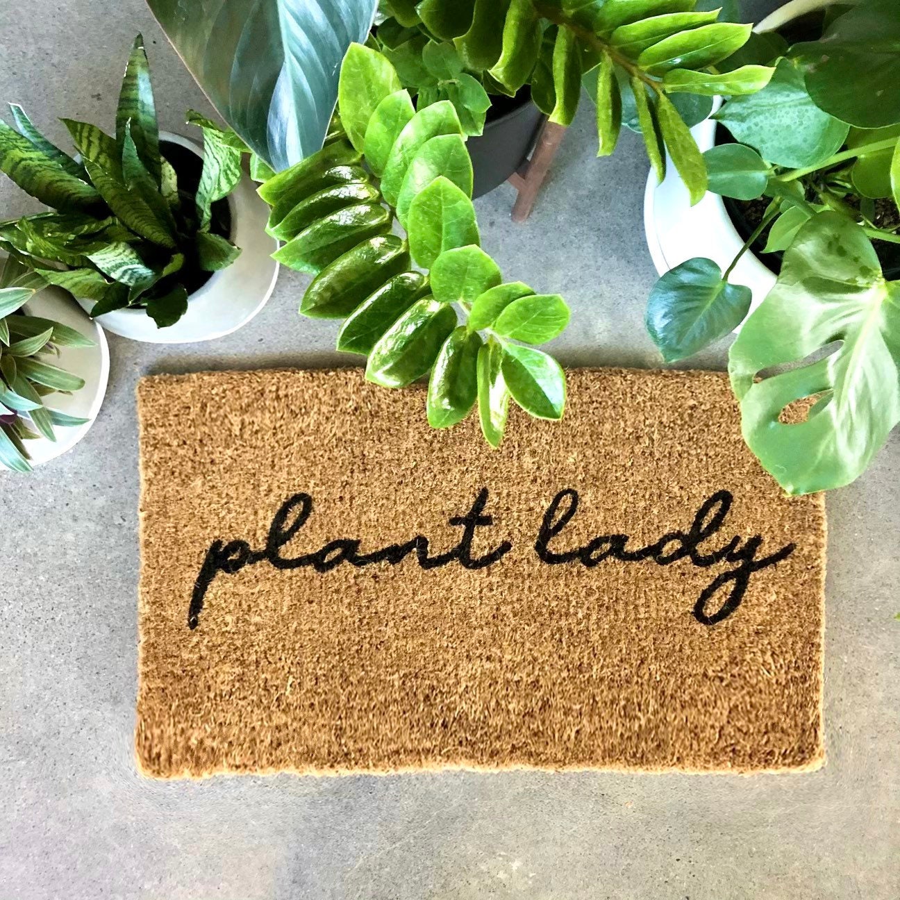 Plant Lady Doormat Coir Doormat Cute Doormats Plant Lady Etsy