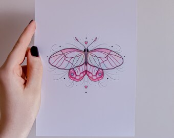 Blushing Phantom Butterfly A5 Print