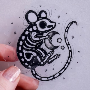 Skeleton rat transparent sticker