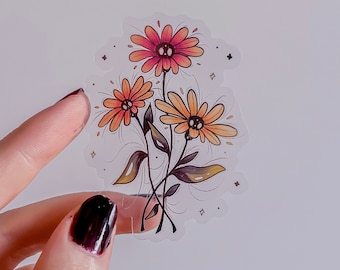 Gerber Daisy Skull Flower Transparent Sticker