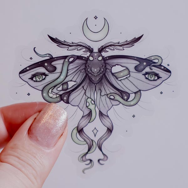 Medusa moth transparent sticker