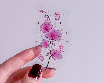 Orchid Flower with Ghosts Transparent Sticker