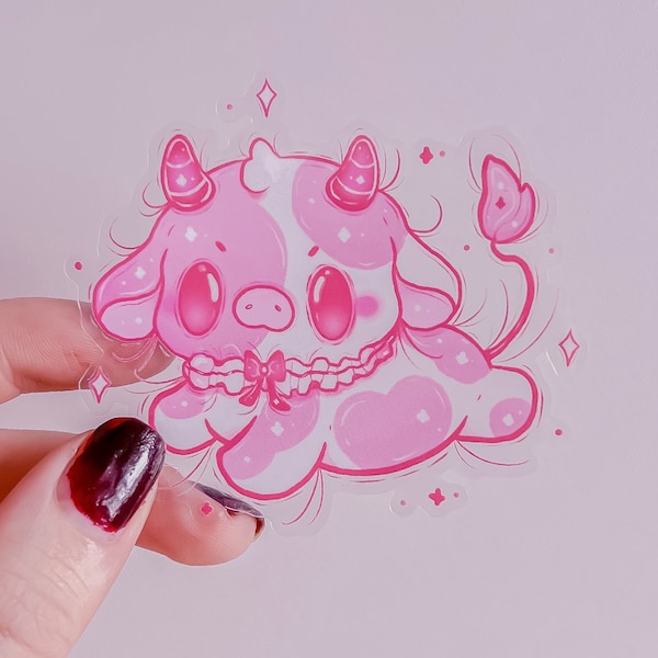 Pink Cow Transparent Sticker