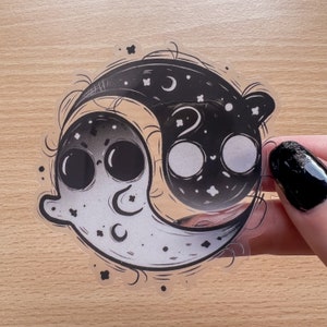 Yin Yang Ghosties Transparent Sticker