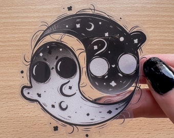 Yin Yang Ghosties Transparent Sticker