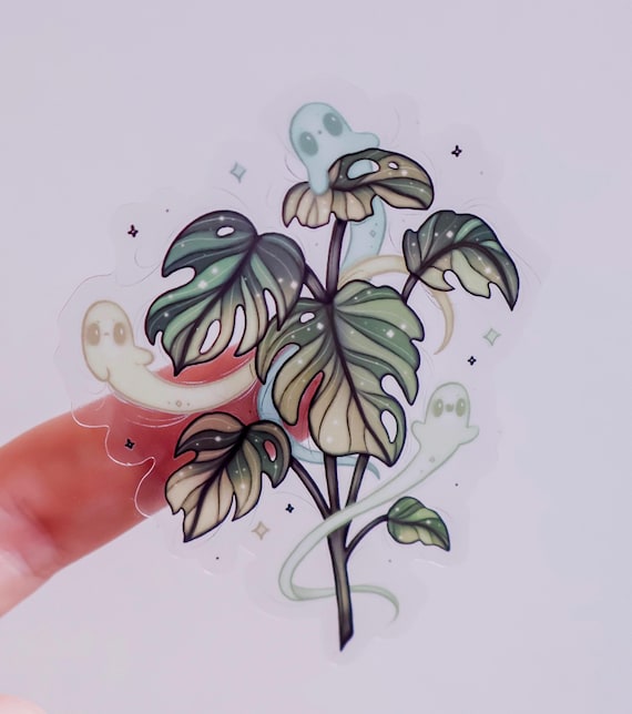 Monstera With Ghosts Transparent Sticker - Etsy