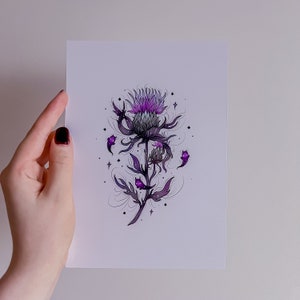 Thistle with Devil Ghosts A5 Print