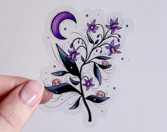 Nightshade with little skulls transparent sticker