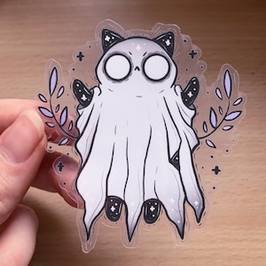 Ghost Kitty Transparent Sticker