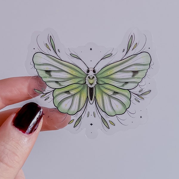 Green Veined White Butterfly Transparent Sticker