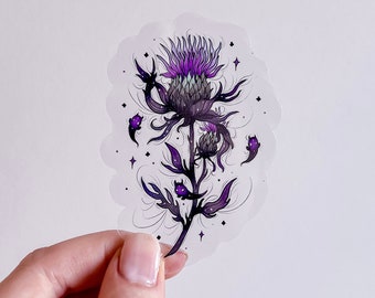 Thistle with devil ghosts transparent sticker