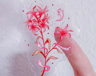 Spider lily with devil ghosts transparent sticker