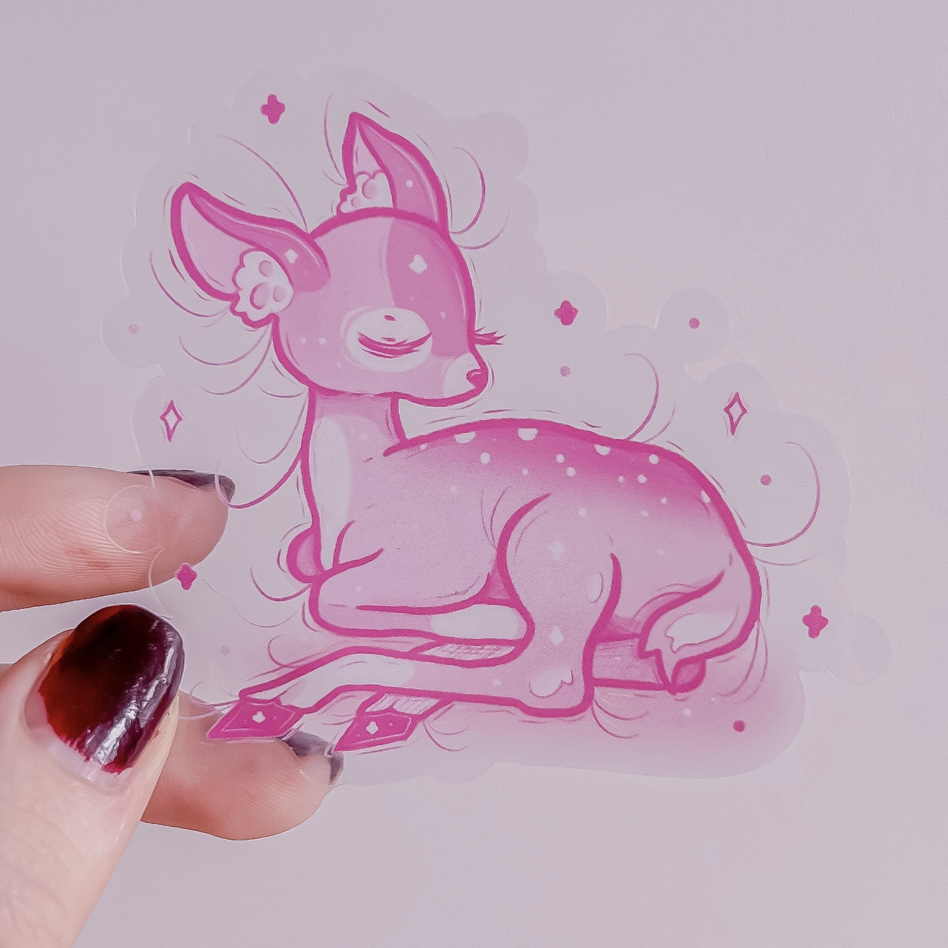 Little Pink Deer Transparent Sticker