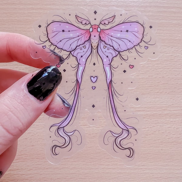 Pink Silk Moth Transparent Sticker