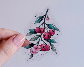 Cherry kitty plant transparent sticker