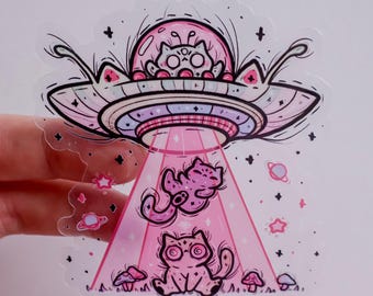 Alien Abduction Transparent Sticker