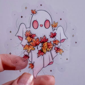 Pegatina transparente con forma de fantasma de hoja de arce