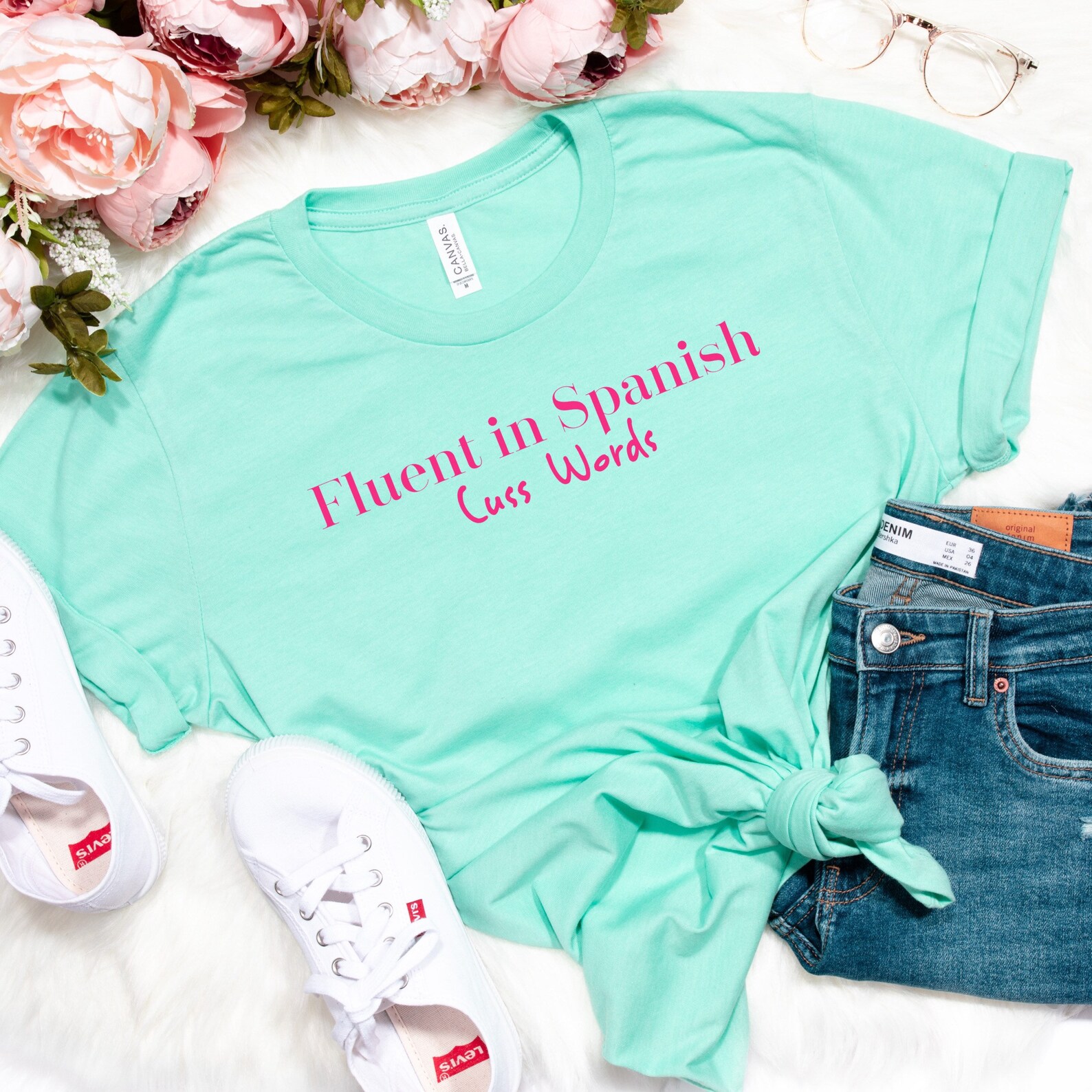 Fluent In Spanish Cuss Words T shirt Hispanic Sarcasm Tee Etsy