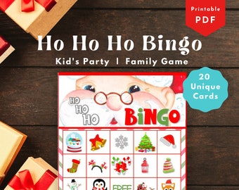Ho Ho Ho Bingo | Kid's Party Game | Family Activity | 20 Unique Bingo Cards | Printable Instant Download | Christmas Game