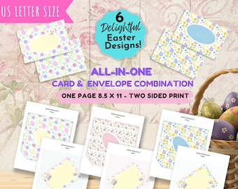 Printable Easter Note Card | All-in-One Card + Envelope | Easter Notecard | Instant Download |  US Letter