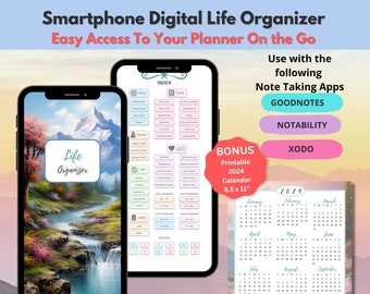 Smartphone Digital Life Organizer – Mountain River – 65 Hyperlinked Pages - GoodNotes Xodo Notability Pocket Planner - Undated