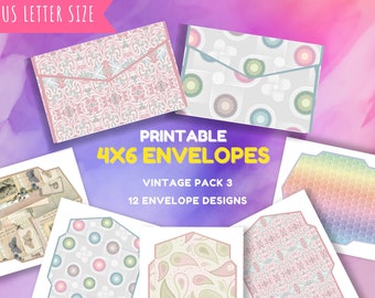 Printable 4x6 Envelopes Vintage Pack 3 |Vintage Envelopes for Invitations Scrapbooking Journaling |Vintage Digital Image |Printable download