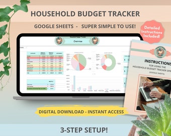 Household Budget Tracker | Monthly Budget Template | Family Budget Tool |Personal Expense Tool | Google Sheets Expense Tracker