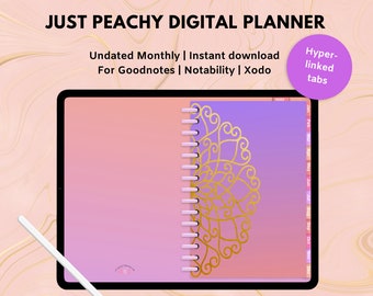 Just Peachy Digital Planner | Goodnotes | Notability | Xodo | Instant Download | Monthly | Weekly | Daily | Organizer | Hyperlinked