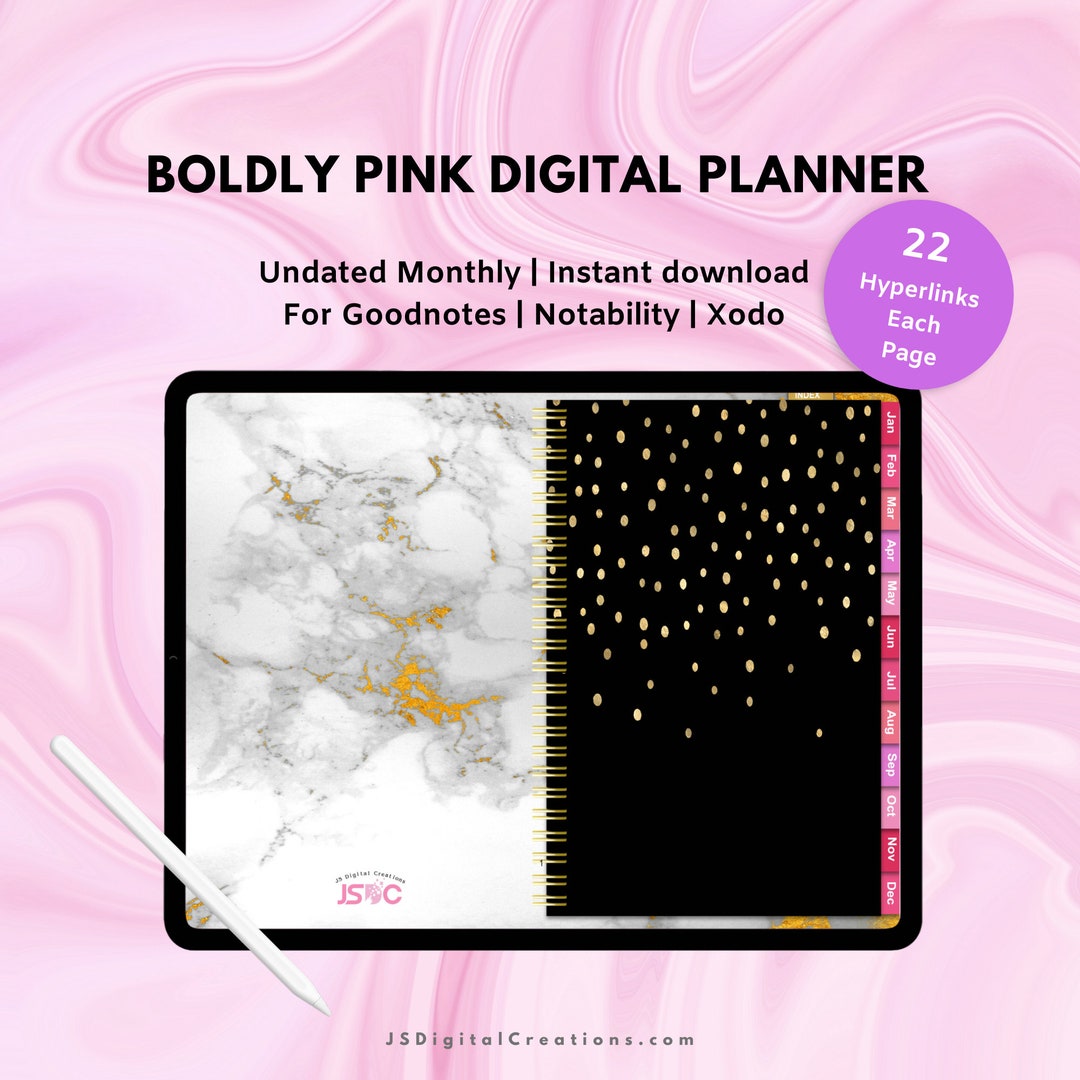 Boldly Pink Monthly Digital Planner | Goodnotes | Notability | Xodo ...