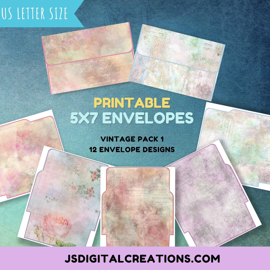 Printable 5x7 Envelopes Vintage Pack 1 Vintage Envelope Invitations