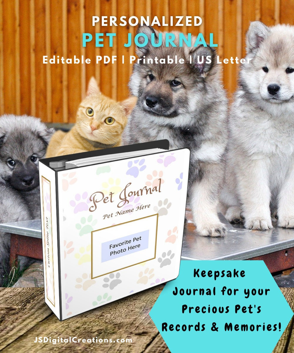Printable Pet Journal Pet Information Tracker Pet Care Etsy UK