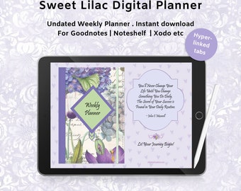 Sweet Lilac Digital Planner | Weekly | Undated | Landscape | Goodnotes | Noteshelf | Xodo | Instant Download | Hyperlinked