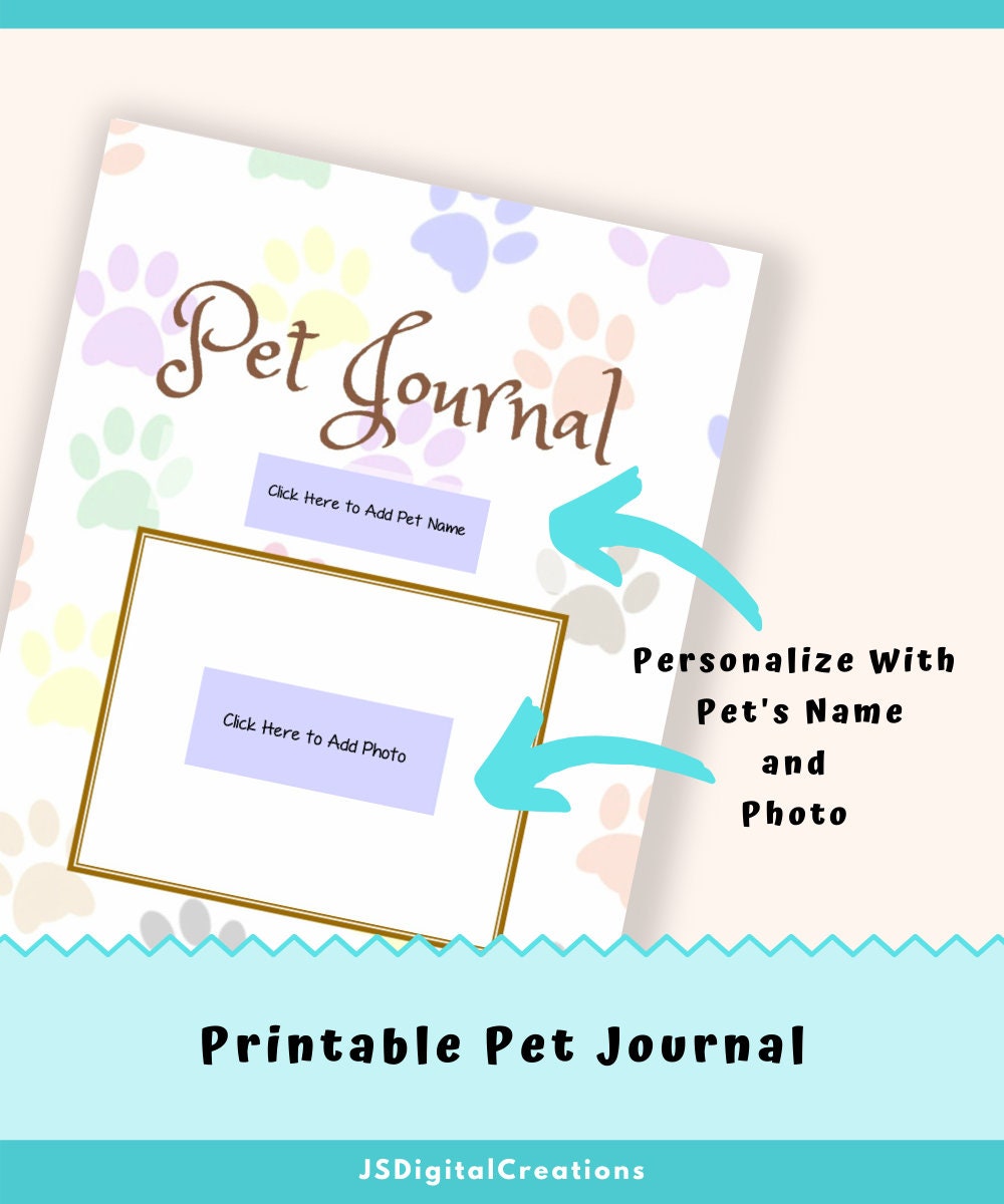 Printable Pet Journal Pet Information Tracker Pet Care | Etsy