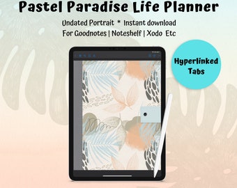Pastel Paradise Life Planner | Undated Portrait Digital Planner | Goodnotes | Noteshelf | Xodo | Instant Download | Hyperlinked