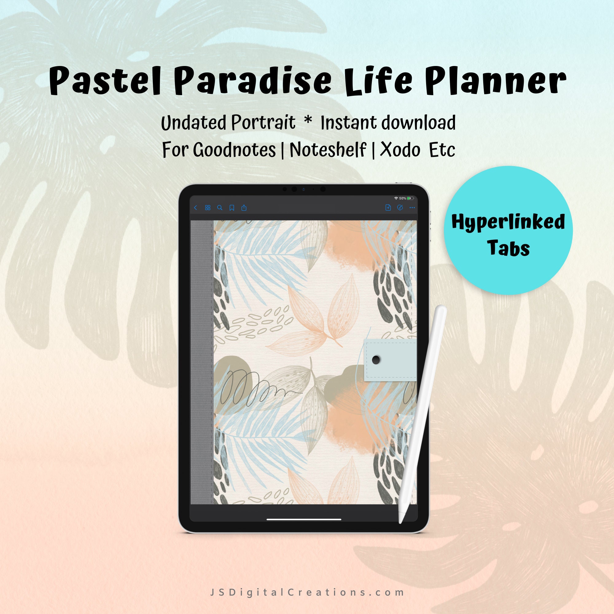 Pastel Paradise Life Planner | Undated Portrait Digital Planner ...