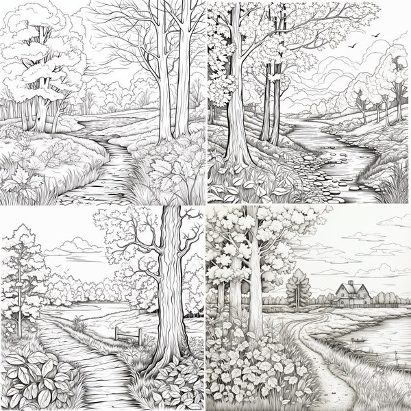 Landscapes: An Adult Coloring Book Filled With Images Of 25 Amazing Landscapes To Color!!! | Instant Download | Adult Coloring Book