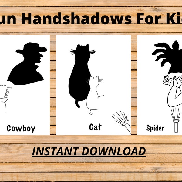 Fun Hand Shadows For Kids: 30 + Hand Shadow Puppets With Easy To Follow Illustrations *Printable Kids Activity *