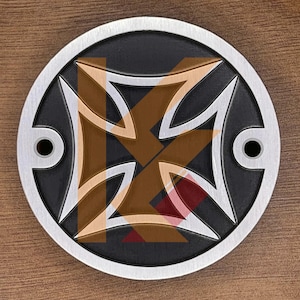 Custom Harley Ignition Cover - Cross 02 - Hand Engraved - Aluminum AW5754 - Ø79 mm