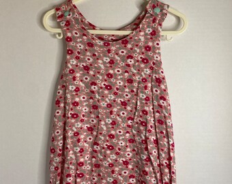 Handmade Cotton Jersey Pink Flower Short Baby Romper.