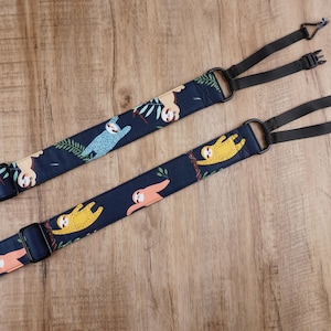 colorful cute sloth clip on ukulele hook strap, no drill, no button,