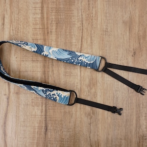 waves clip on ukulele strap with hook, no drill, no button