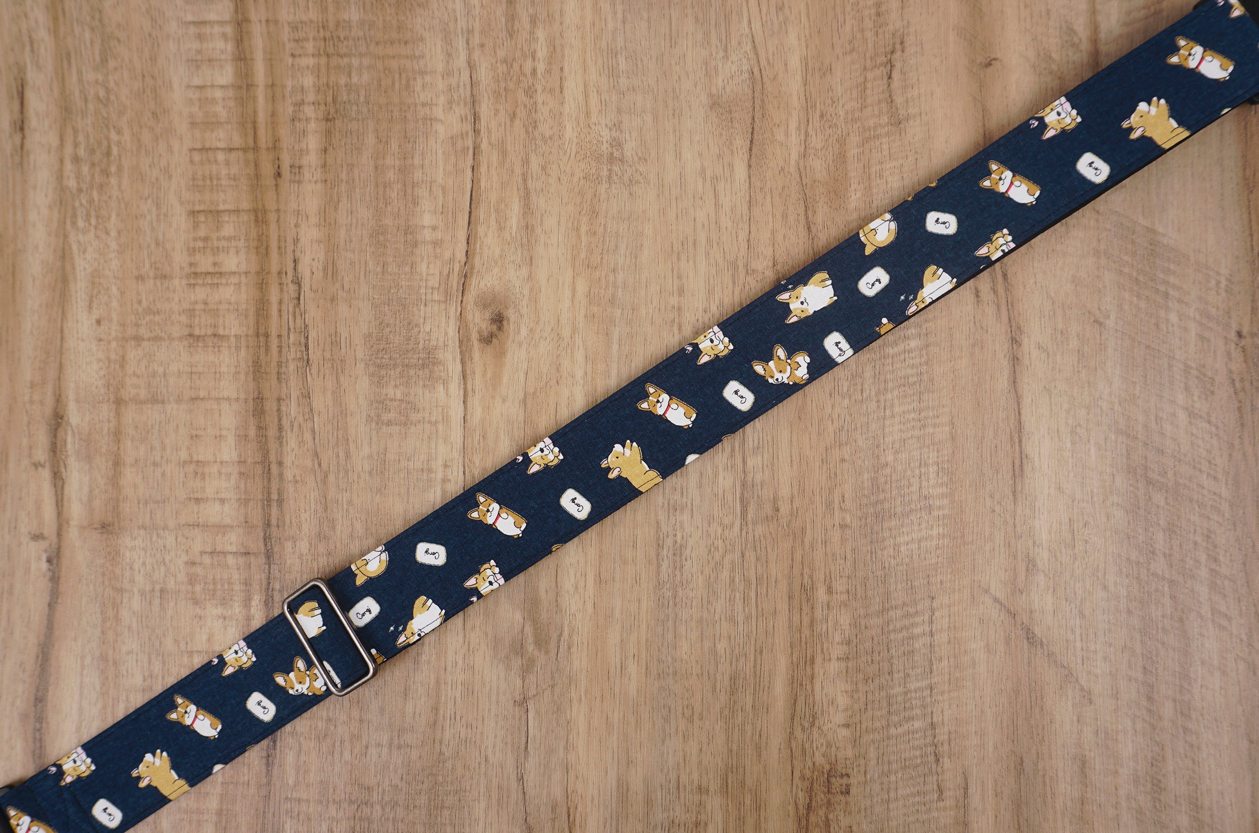 Personalized Dog Guitar Strap With Leather Ends Etsy