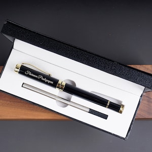 Gepersonaliseerde zwarte handtekening balpen geschenkverpakking