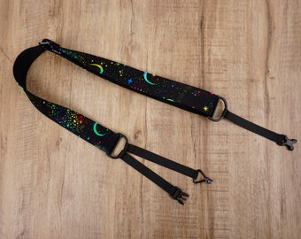 rainbow moon star clip on ukulele hook strap, no drill, no button, graduation gift