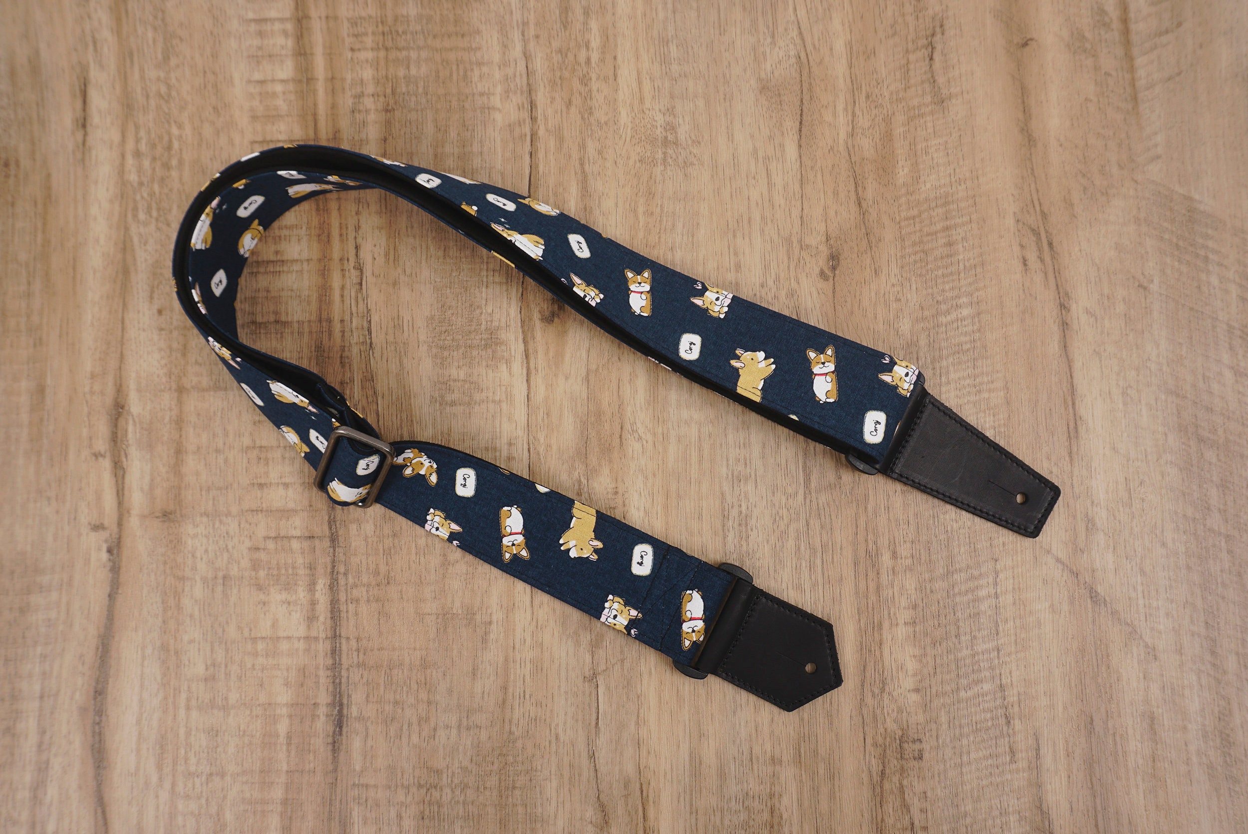 Personalized Dog Guitar Strap With Leather Ends Etsy