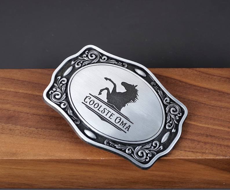Custom vintage belt buckle with your logo or design, Western vintage cowboy belt buckle for groomsman, him image 3