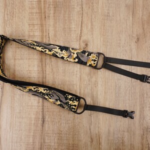 brown wave clip on ukulele strap with hook, no drill, no button