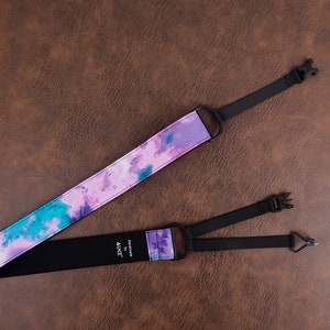 hand dyed colorful clip on ukulele hook strap, no drill, no button