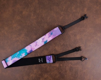 hand dyed colorful clip on ukulele hook strap, no drill, no button