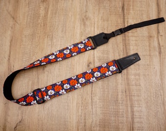 Cinturino per ukulele floreale personalizzato con estremità in pelle / cinturino per ukulele con fiori / regali personalizzati per lei,